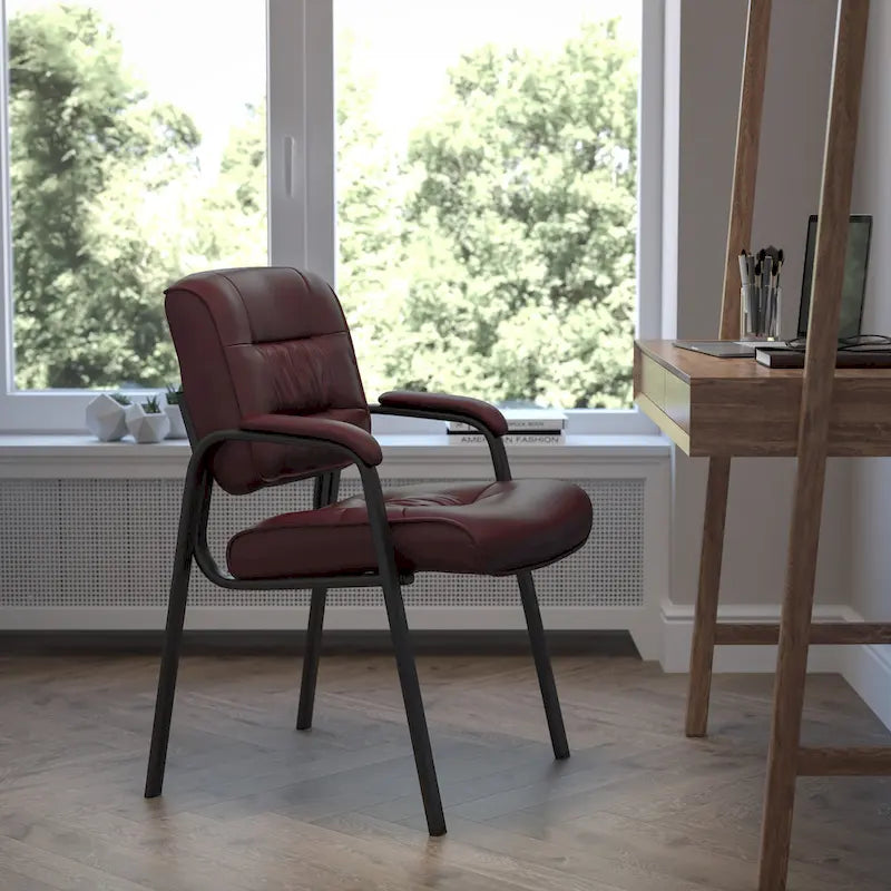 Upholstered Tufted Executive Reception Chair with Padded Arms - 23.25W x 26D x 36H