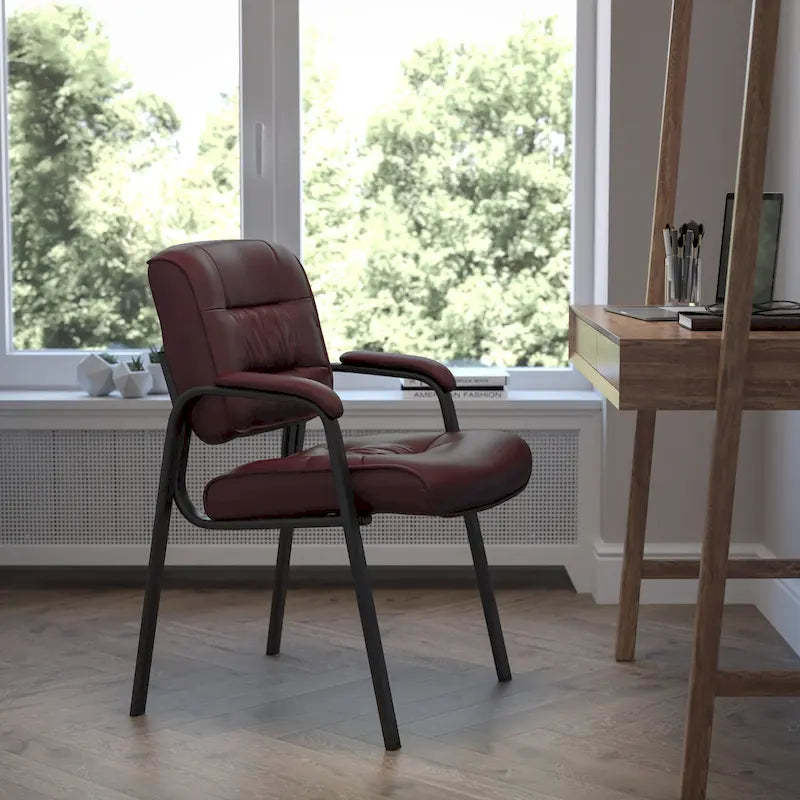 Upholstered Tufted Executive Reception Chair with Padded Arms - 23.25W x 26D x 36H
