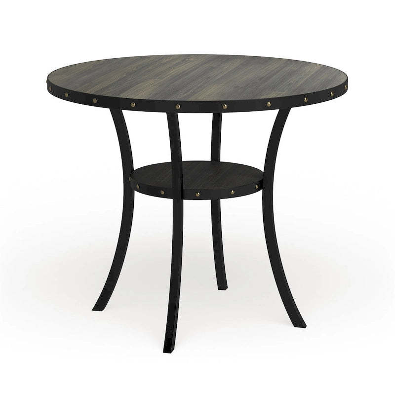Roundhill Furniture Biony Dining Collection Espresso Wood Counter Height Nailhead Dining Table - Brown