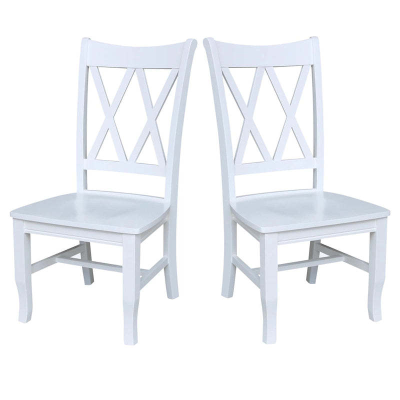Double X-Back Solid Wood Chairs - Set of Two