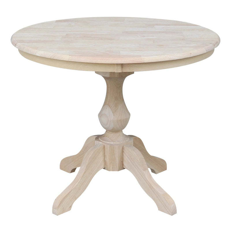 36 Round Top Pedestal Dining Table - Unfinished