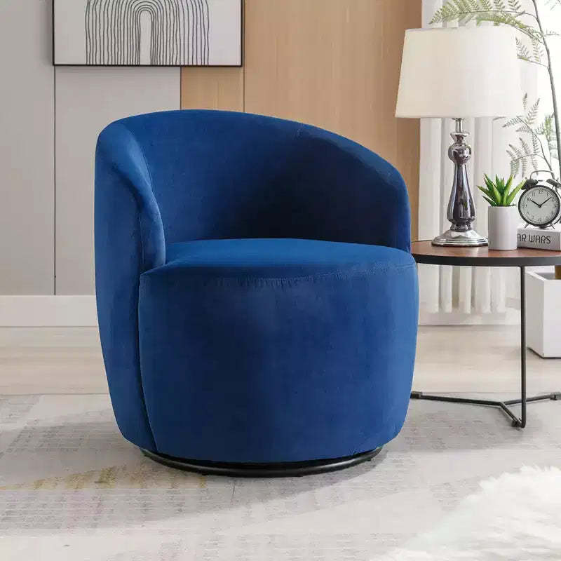 Teddy Fabric Accent Chair, Armrest Accent Single Lazy Chair, Comfy Leisure Chairs With Black Powder Coating Metal Ring