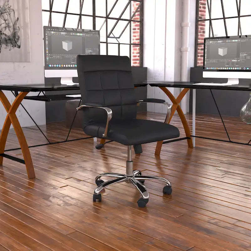 Mid-back Chrome/Vinyl Executive Swivel Office Chair