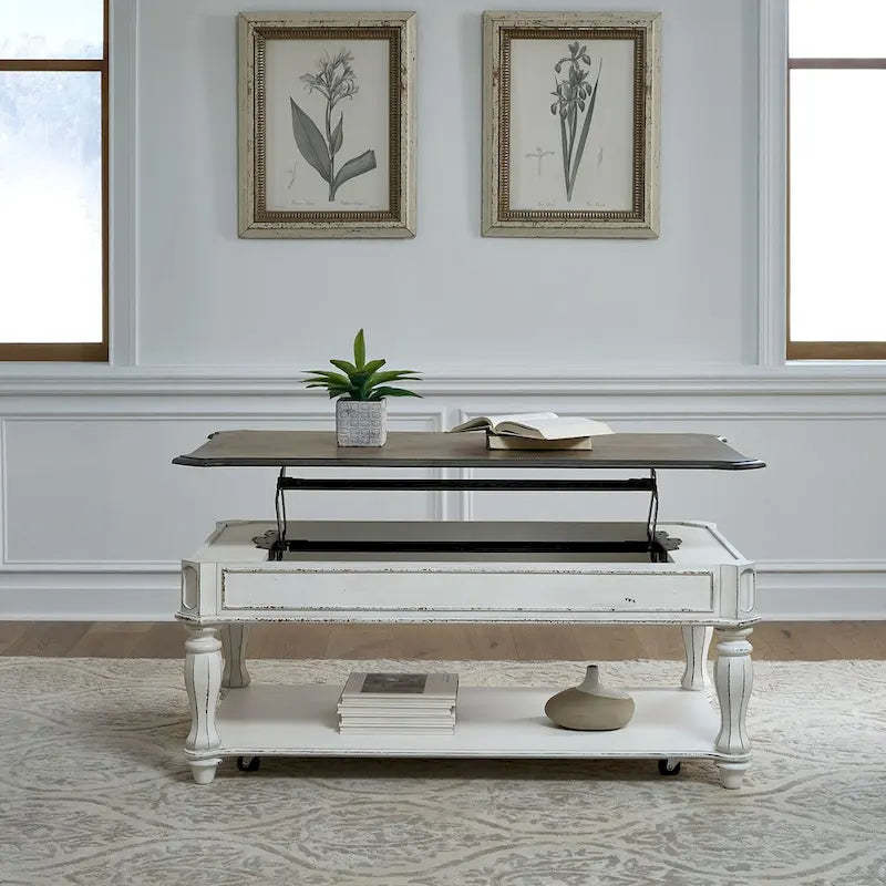 Magnolia Manor Antique White Lift Top Cocktail Table