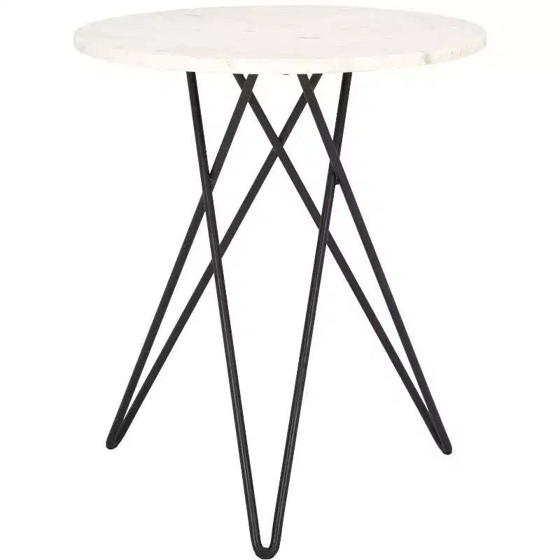 Cade Marble Side Table - ACC3713A - White Marble/Black - Safavieh