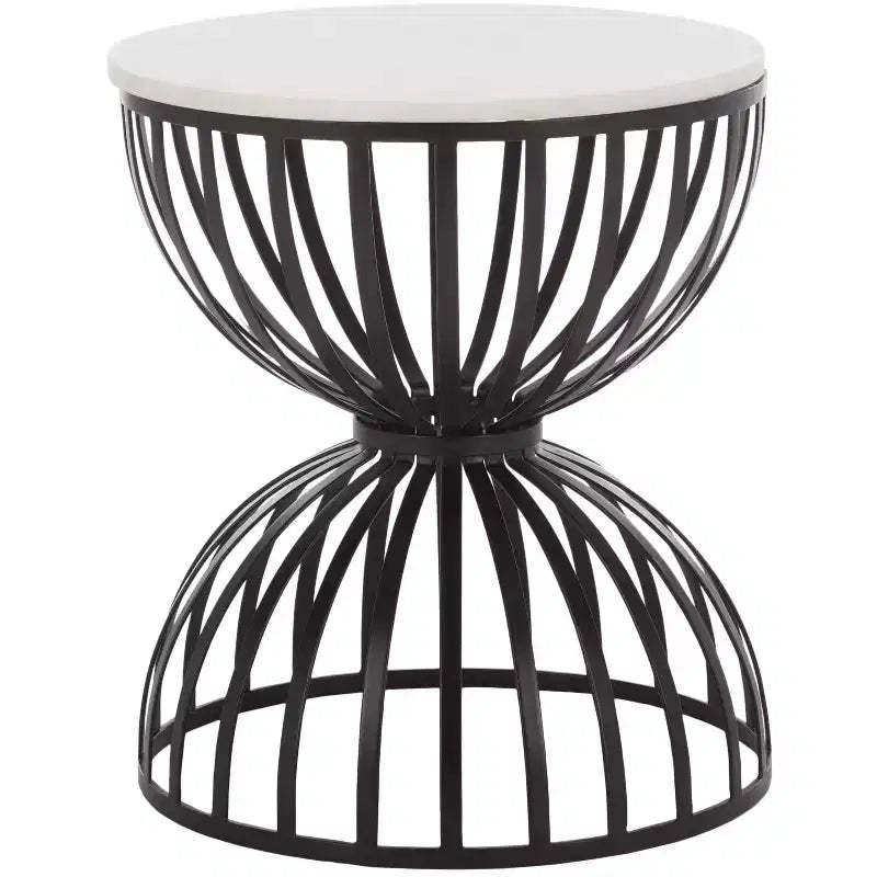 Tissaia Round Accent Table - ACC4616A - White Marble/Black - Safavieh
