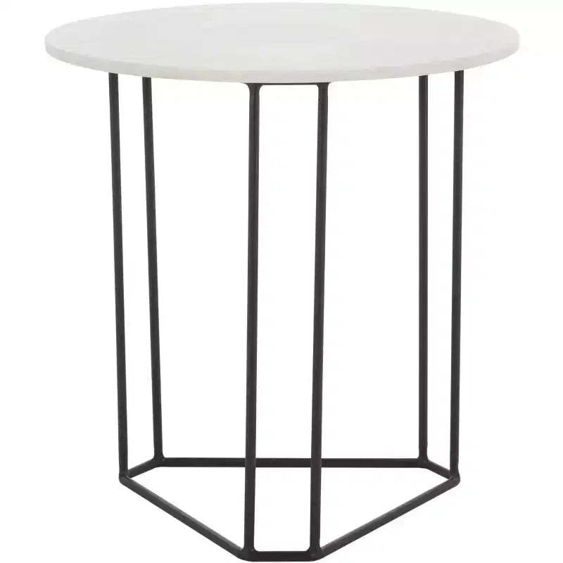 Eloblaire Round Accent Table - ACC4605A - White Marble/Black - Safavieh