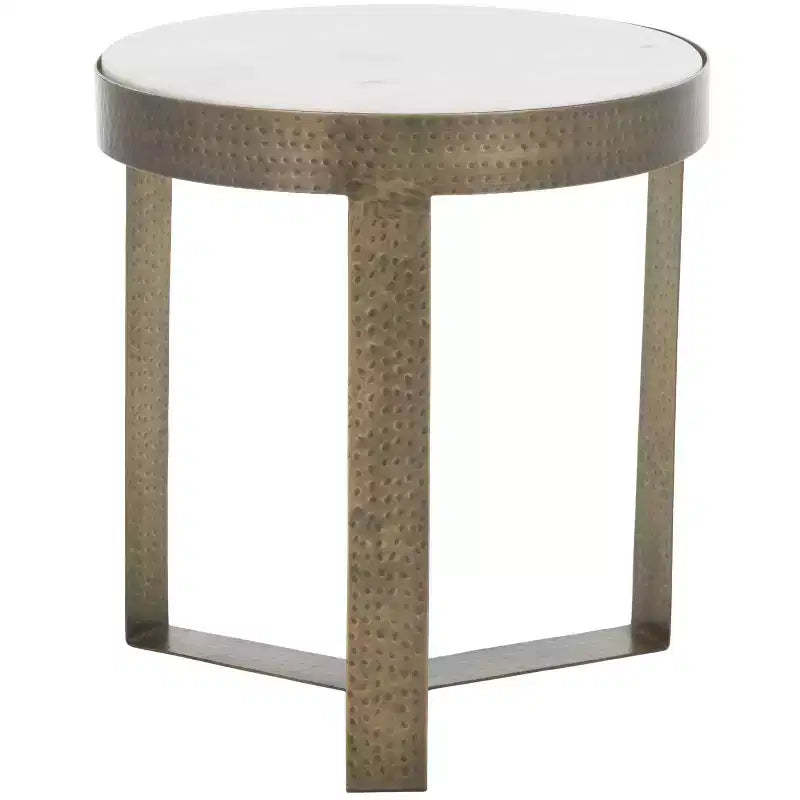 Triss Round Accent Table - ACC4617A - White Marble/Antique Brass - Safavieh