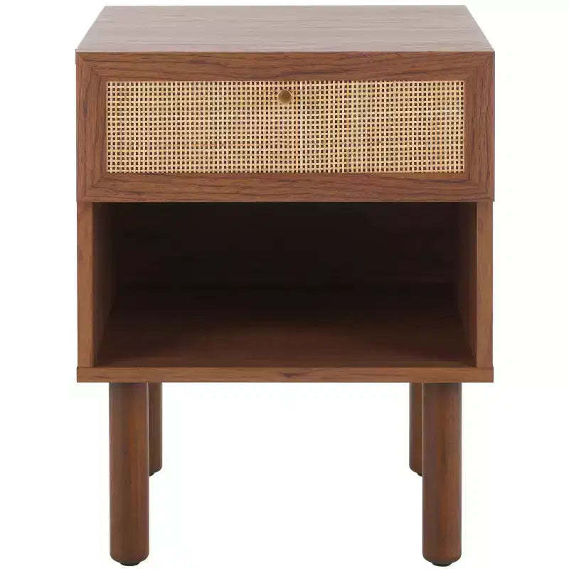 Silvanna Nightstand - NST9601A - Walnut/Natural - Safavieh