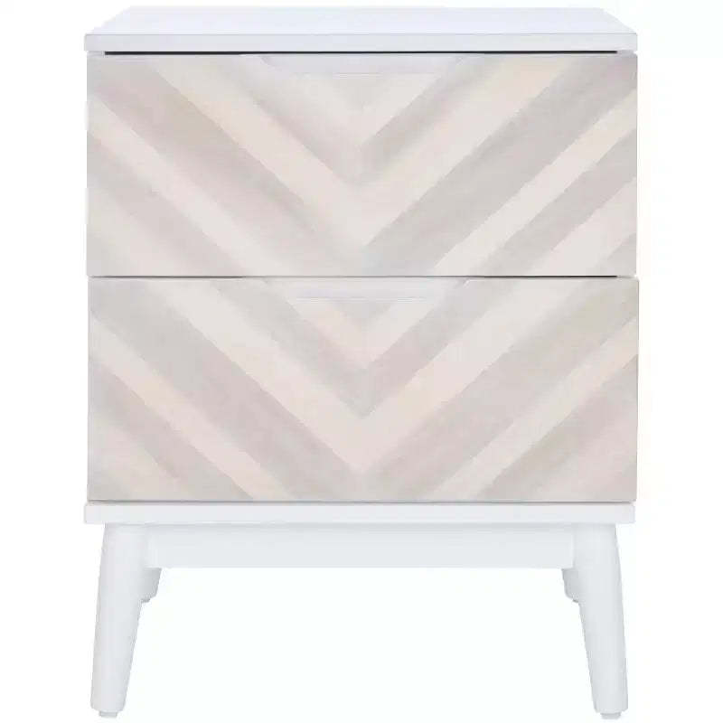 Tay 2 Drawer Patterned Nightstand - NST5011 - White Washed - Safavieh