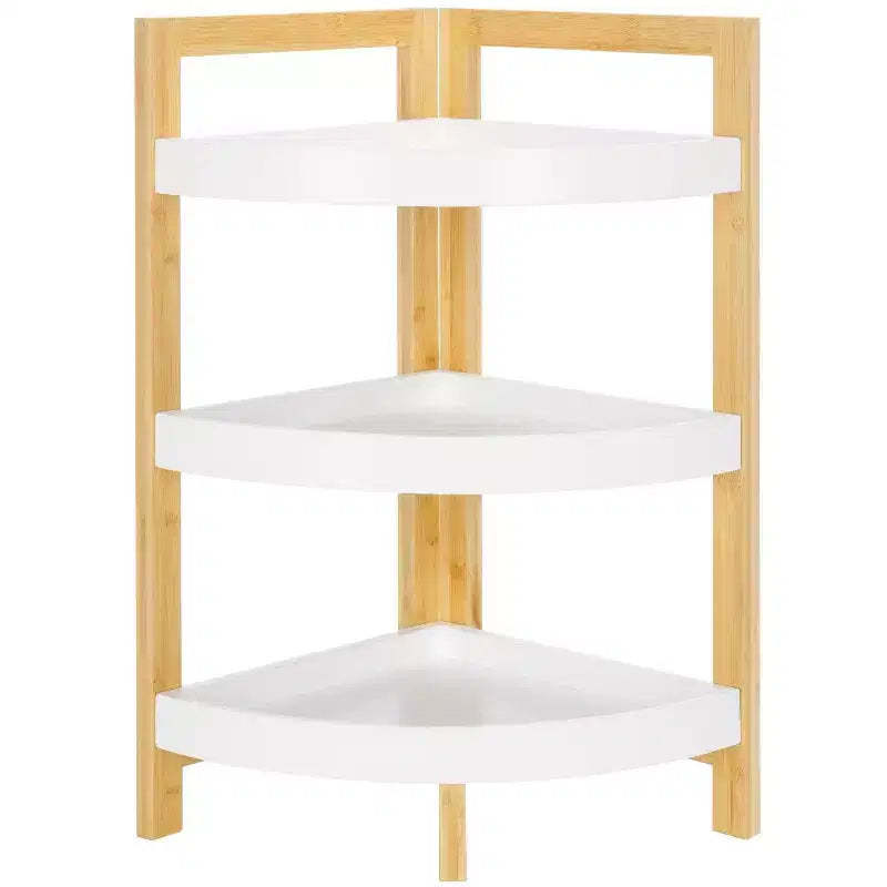 Adler 3 Tier Corner Shelf - STG1914 - White/Natural - Safavieh