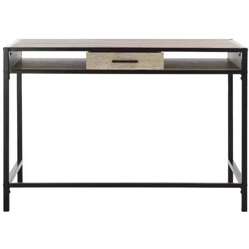 Alan 1 Drawer 1 Shelf Desk - DSK2205 - Rustic Brown/Black - Safavieh