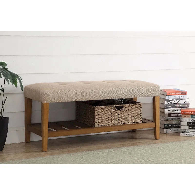 Wooden Bench, Beige & Oak