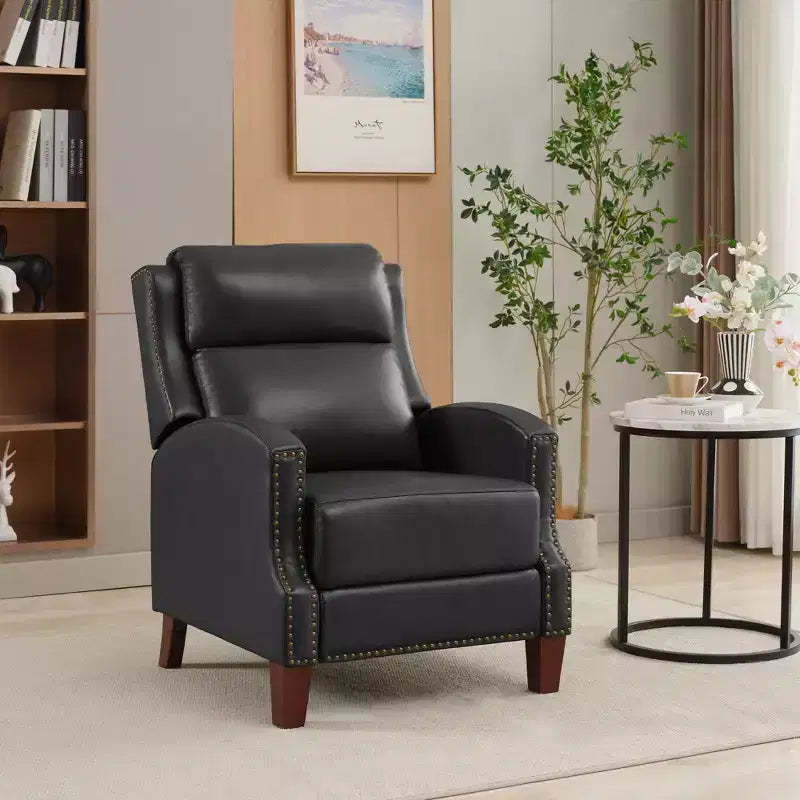 Hyleory Pushback Recliner Chair Faux Leather Armchair Push Back Recliner with Rivet Decoration Single Sofa Accent Chair for Living Room