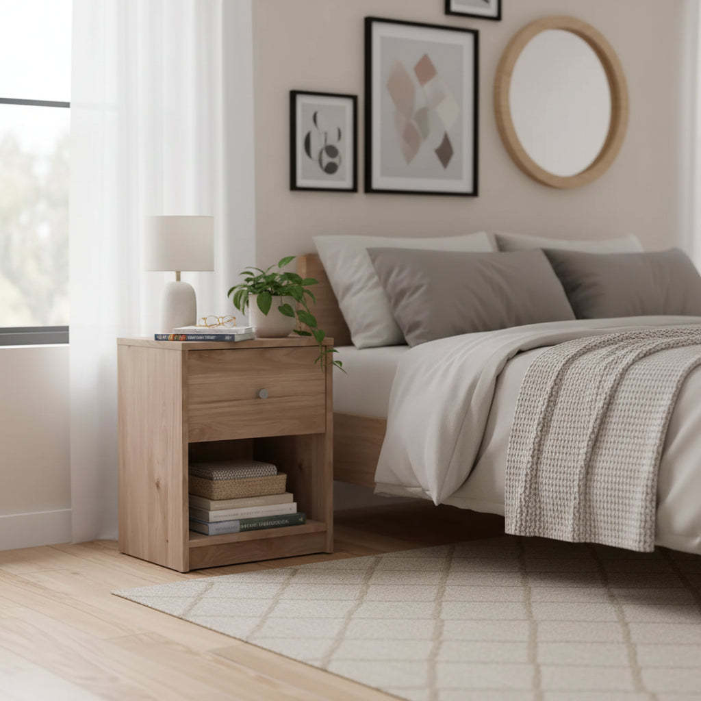 Tvilum, Portland 1 Drawer Nightstand, Jackson Hickory