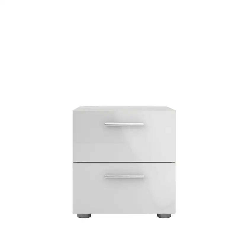 Tvilum, Austin 2 Drawer Nightstand, Oak Structure/White High Gloss