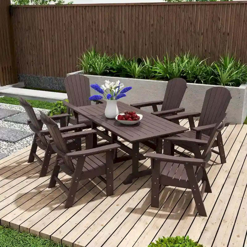 Polytrends Altura 7-Piece Poly Eco-Friendly All Weather Outdoor Dining Set with Armchairs