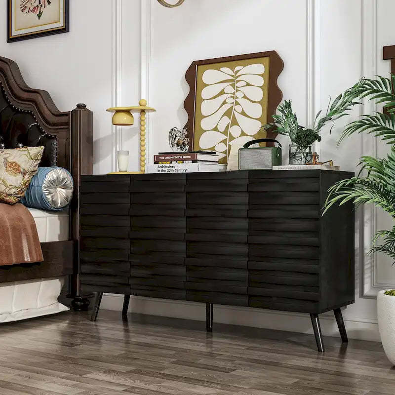 Sleek Black Buffet Cabinet Home Decor Console Table Side Table Wood