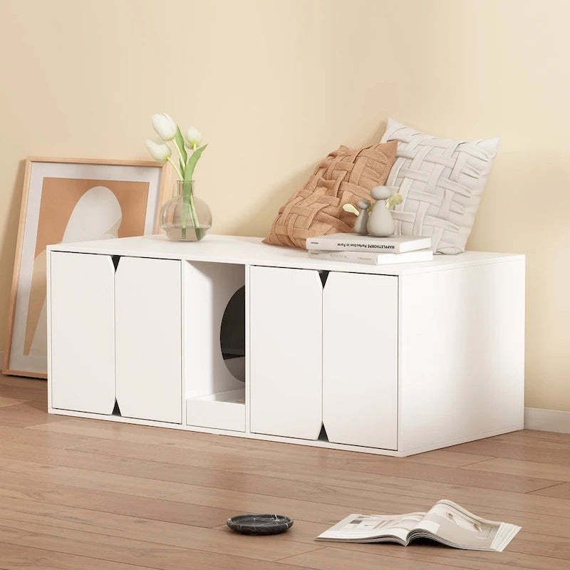 Cat Litter Box Enclosure for 2 Cats, Cat Washroom Storage Cabinet