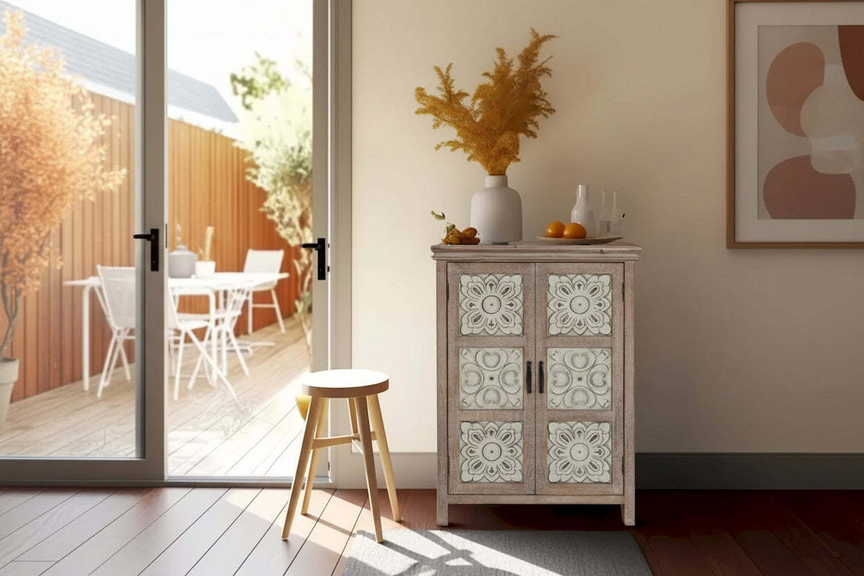 Farmhouse 37.4 Tall 2-Door Wood Storage Cabinet - 37.4 H x 27.68 W x 13.23 D