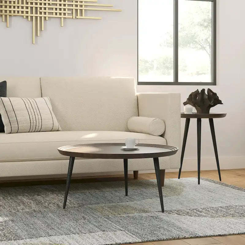 WYNDENHALL Joellla Modern Industrial Coffee Table in Cognac - 30 d x 30 w x 16 h