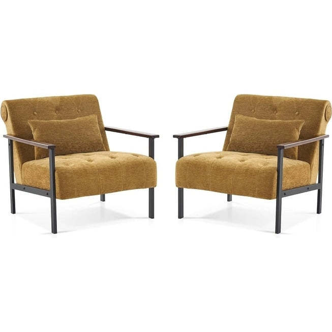 MCombo set of 2 Modern Accent, Ergonomics Lounge Chair for Living Room, Chenille, HQ417