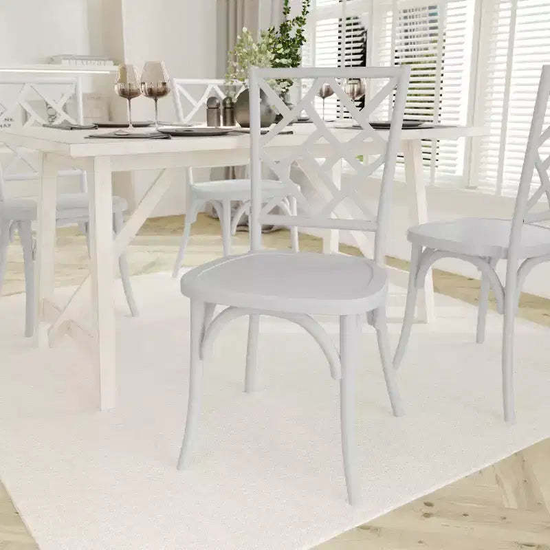 Emma and Oliver Solid Wood Stack Dining Chair with Decorative Back Design