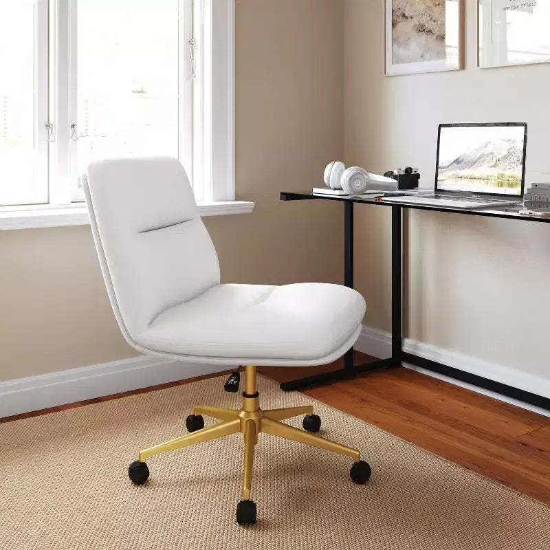 Emma and Oliver Mid-Back Armless Swivel Office Chair with Wheels, Padded Upholstered Back/Seat, Adjustable Height, and Sturdy Frame