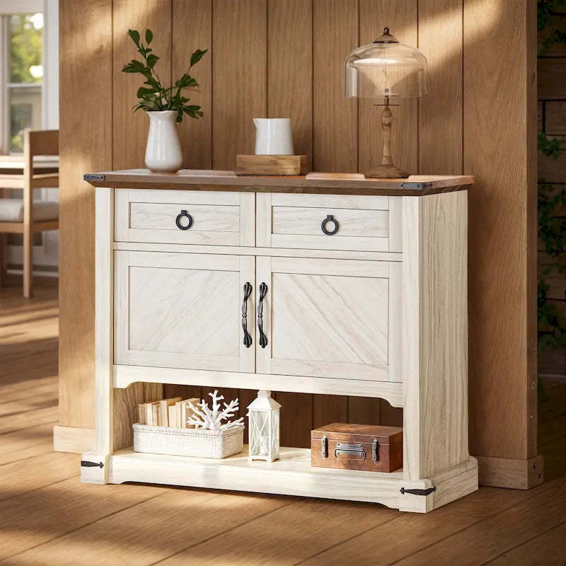 Moasis 35-Inch Farmhouse Console Table, Entry Table with 2 Drawers and Cabinet for Living Room
