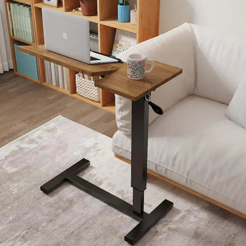 Overbed Table Height Adjustable Sofa Laptop Desk Tilting with 4 Wheels