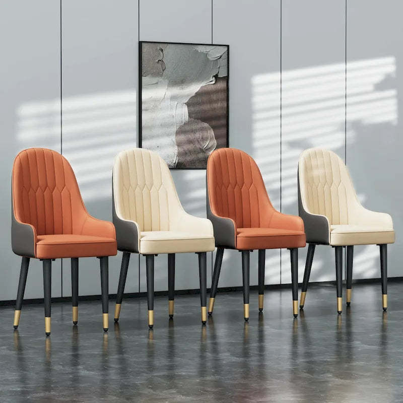 Set of 2 Modern Microfiber Silicone Leather Upholstered Dining Chairs, Metal Legs - 20.5x19.3x35.5 inch