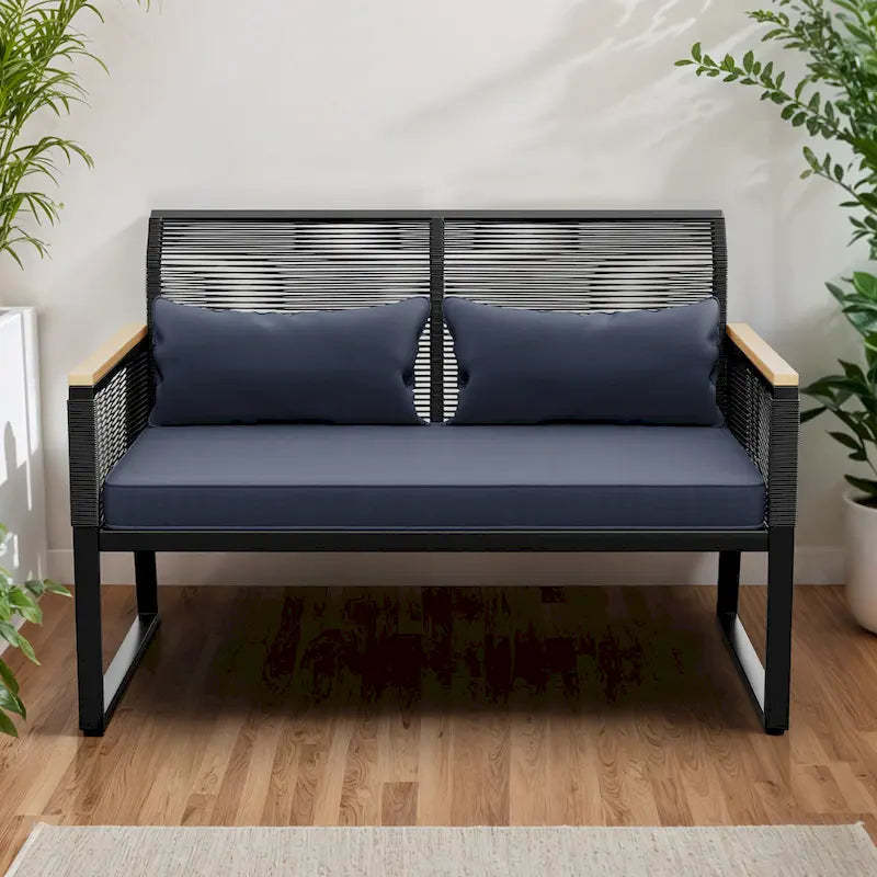 Moasis All Weather Rattan Conversation Loveseat for Backyard - 45.3L x 28W x 30.7H