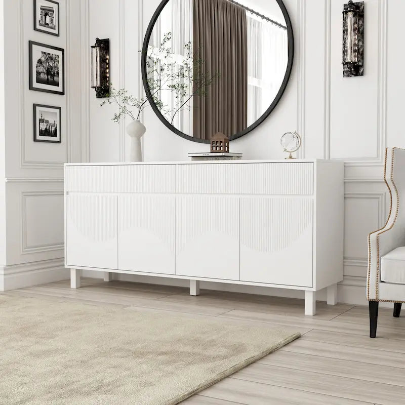 63W Bookcase Display Sideboard Lacquer Versatile Home Organizer - 63
