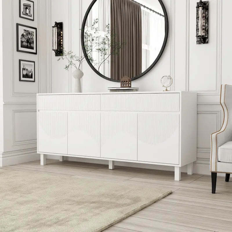 63W Bookcase Display Sideboard Lacquer Versatile Home Organizer - 63