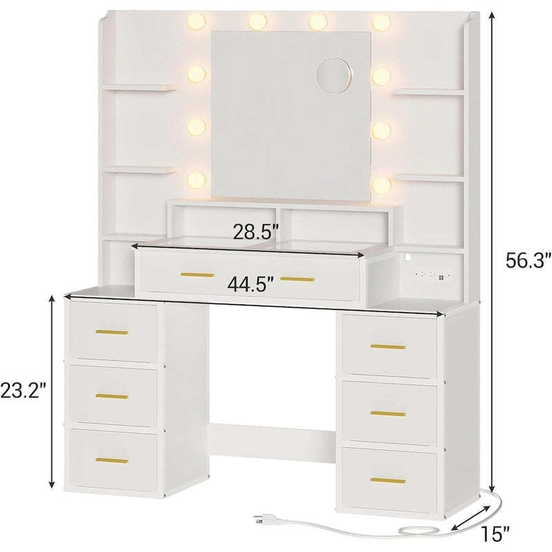 Makeup Vanity Table with 10x Magnifying Mirror Vanity Desk Glass Top