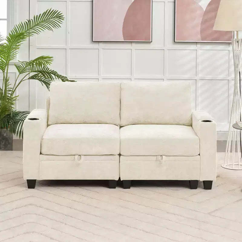 Hyleory Upholstered Chenille Storage Reception Loveseat for Living Room Bedroom