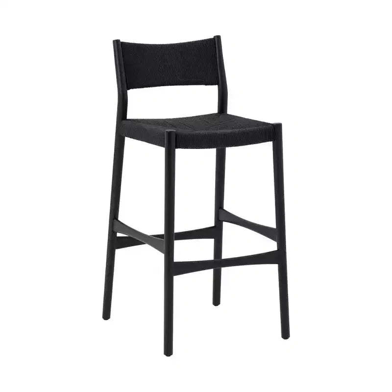 Armen Living Erie Woven Paper Cord and Wood Counter Height Barstool