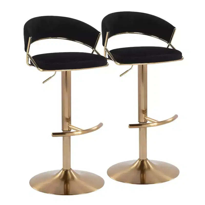 LumiSource Set of 2 Jie Adjustable Swivel Barstools