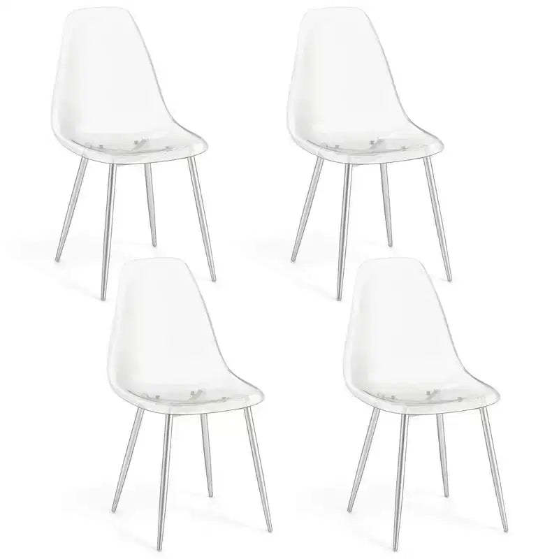 Costway Dining Chair Set of 4 with Heavy-Duty Electroplated Metal Legs Curved Back Armless