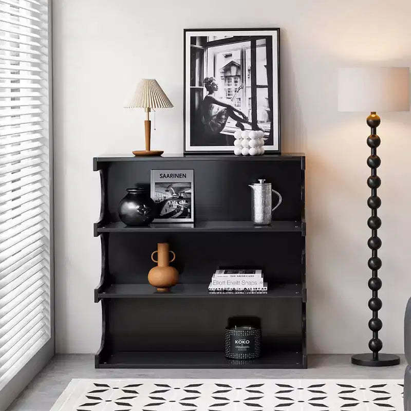 4-Tier Book Shelf Coffee Table, Multi-functional Creative Furniture Floor Bookshelf Display Stand, Minimalist Organizer Shelves,black,36in