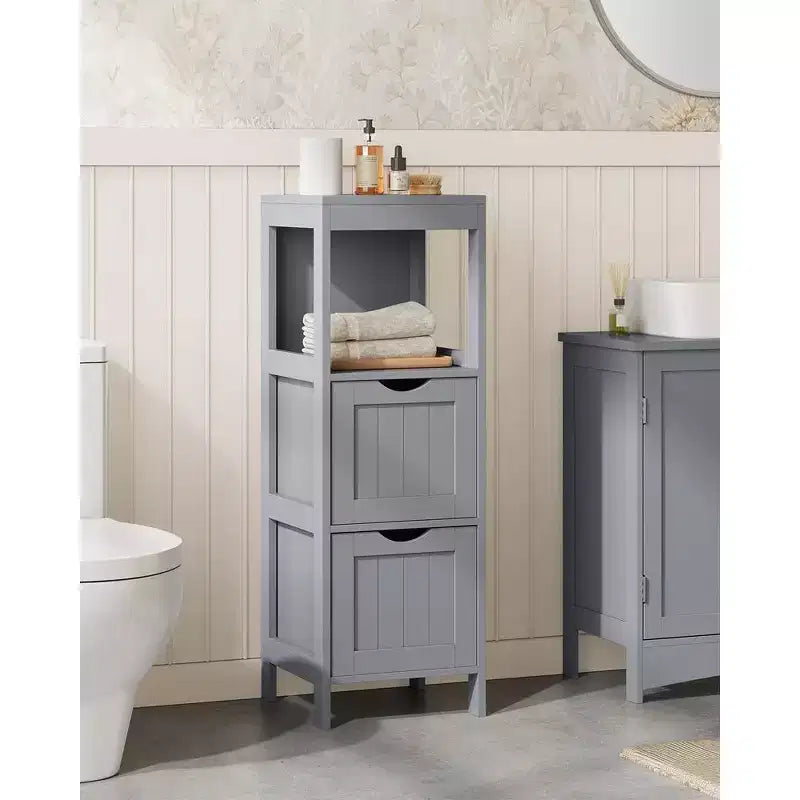 VASAGLE Bathroom Floor Cabinet, Bathroom Storage Organizer Rack Stand, Multifunctional Corner Unit, 2 Drawers, 35 Inches in Height