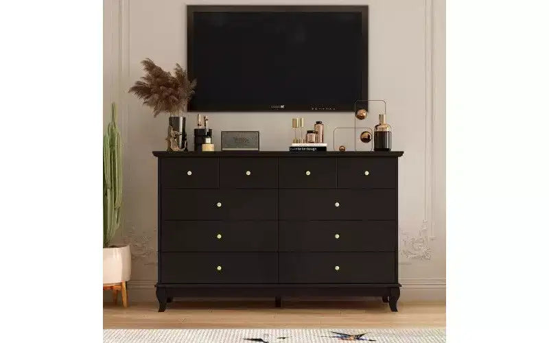 Famapy 10-Drawer Black Paint Finish Dresser Chest of Drawers Cabinet