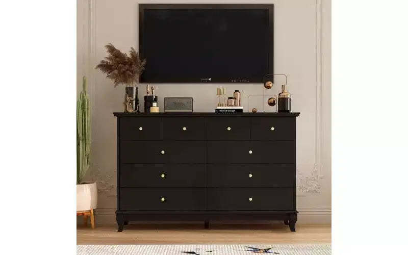 Famapy 10-Drawer Black Paint Finish Dresser Chest of Drawers Cabinet