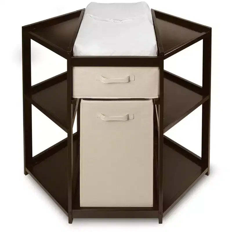 Badger Basket Diaper Corner Baby Changing Table with Hamper and Basket