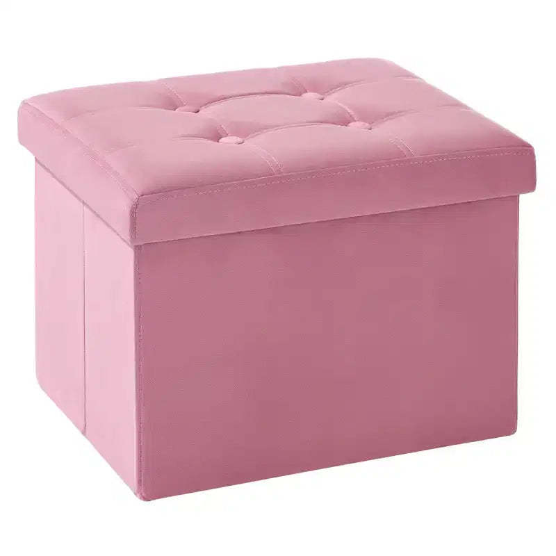 LUSIMO 16 Folding Velvet Storage Ottoman Bench Toy Chest Footstool Hold up to 330 lb For Bedroom Living Room