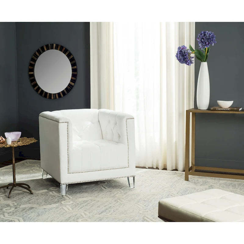 SAFAVIEH Kamilah White/ Clear Club Chair - 31.9 x 33.9 x 29.9 - 32Wx34Dx30H