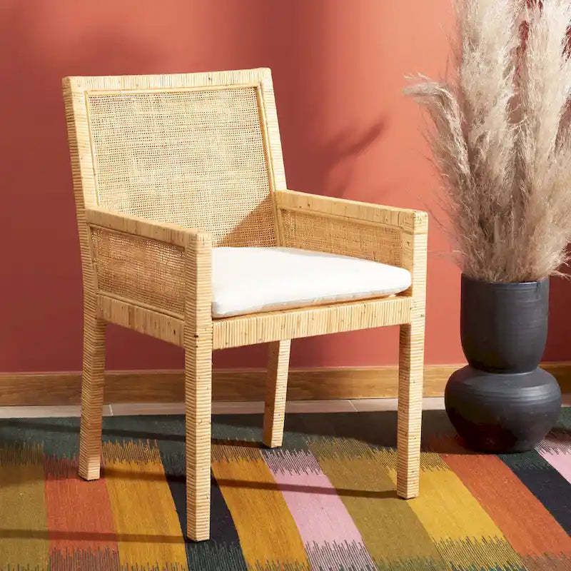 SAFAVIEH Almira Coastal Accent Chair with Cushion - 22.8 W x 22.4 L x 34.6 H - 23Wx22Dx35H
