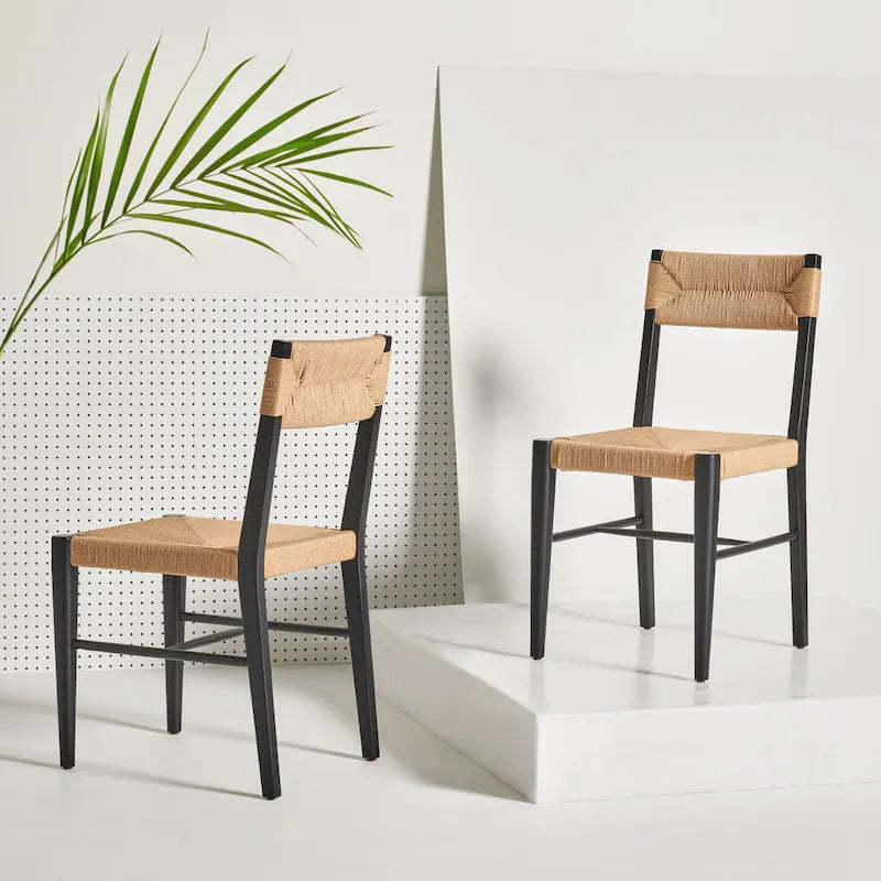 SAFAVIEH Couture Shazia Rattan Dining Chair (Set of 2) - 16.3 W x 21.3 L x 34 H - 16Wx21Dx34H
