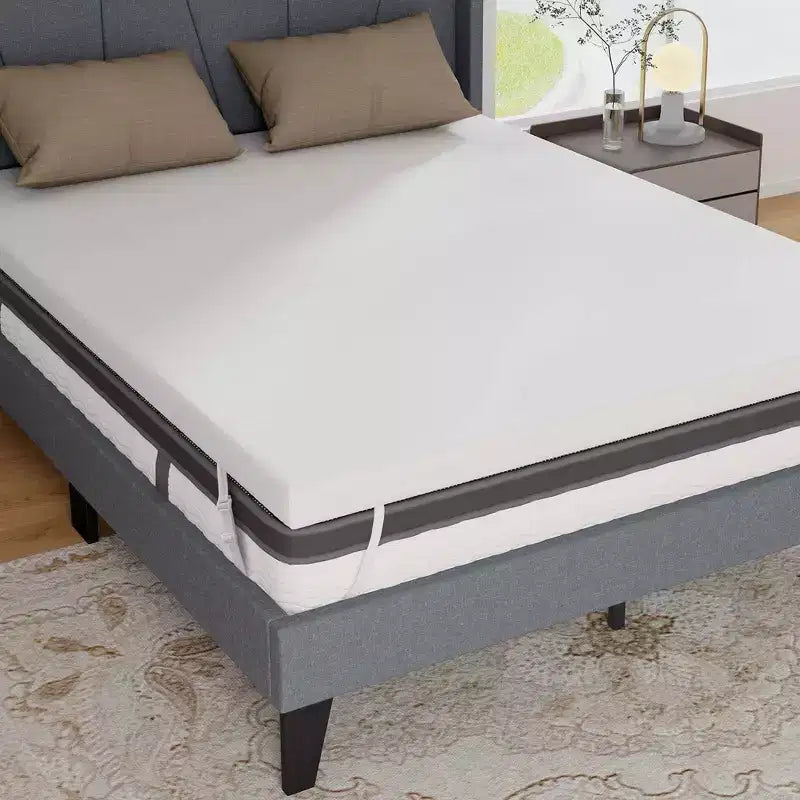 Costway 3 Gel-Infused Memory Foam Mattress Topper with Removable & Washable Cover Twin/Full/Queen/King
