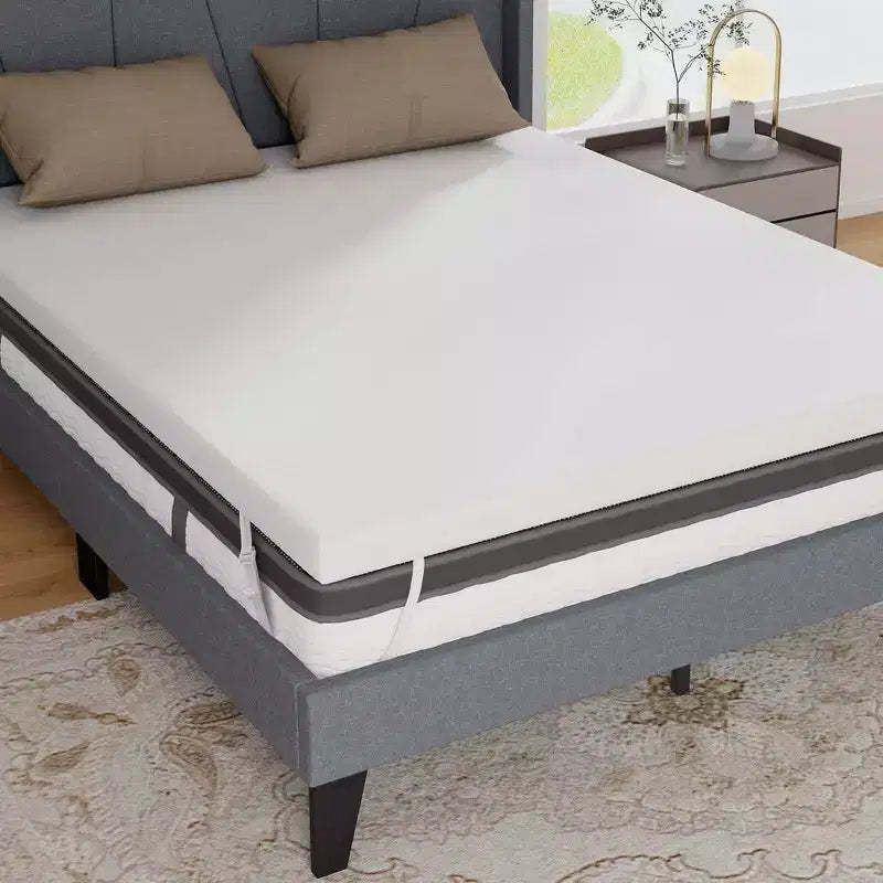 Costway 3 Gel-Infused Memory Foam Mattress Topper with Removable & Washable Cover Twin/Full/Queen/King